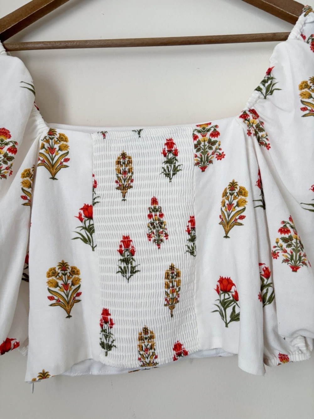 Antonio Melani Isabelle Floral Cropped Off Shoulder Top Sz 4 Bohemian Summer - Picture 5 of 7